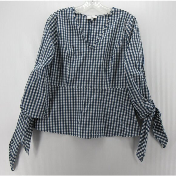J crew Top XS Universal Standard Blouse Poplin Gingham Plaid Preppy * - Picture 1 of 11